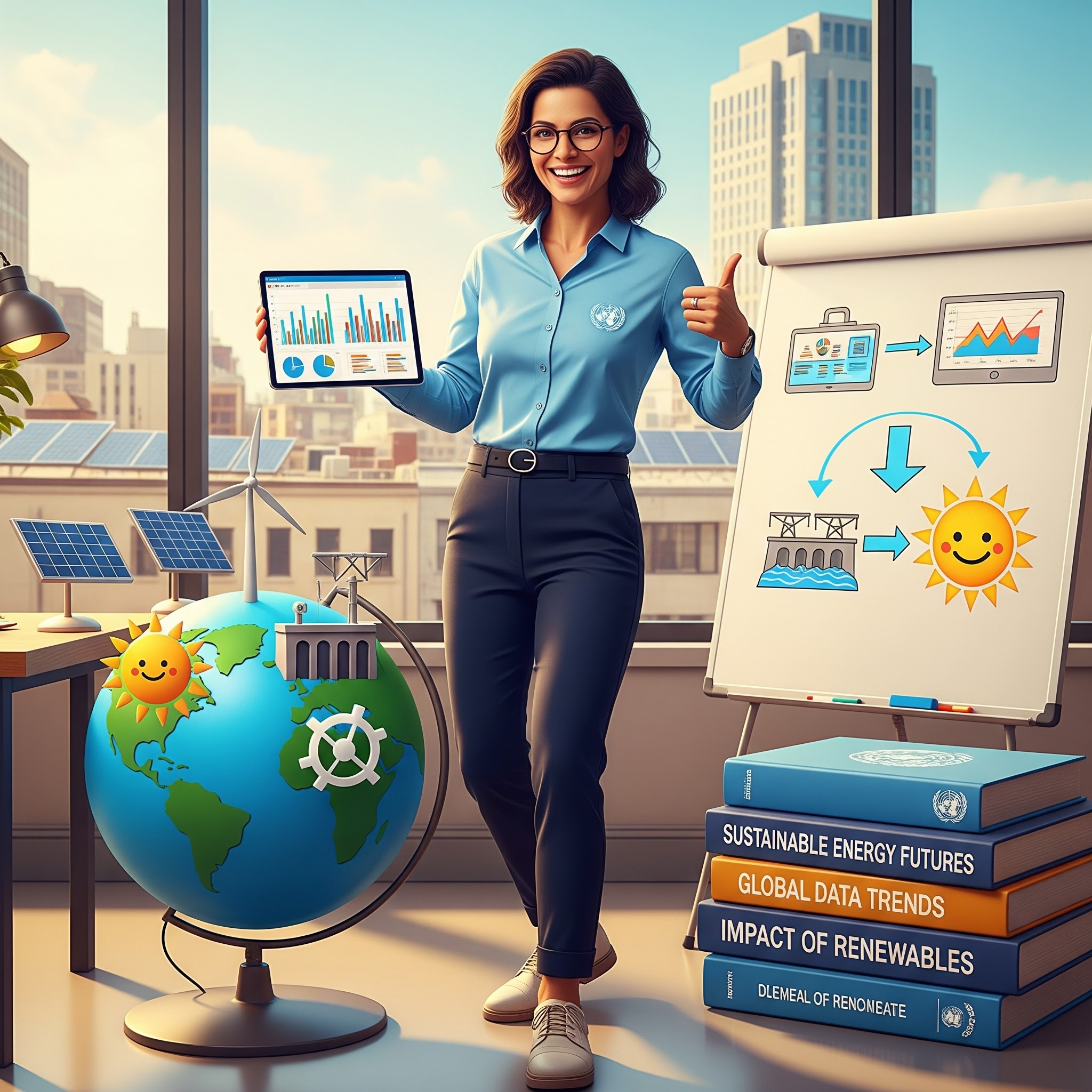 Illustration of María, a data analyst at a UN-affiliated organization