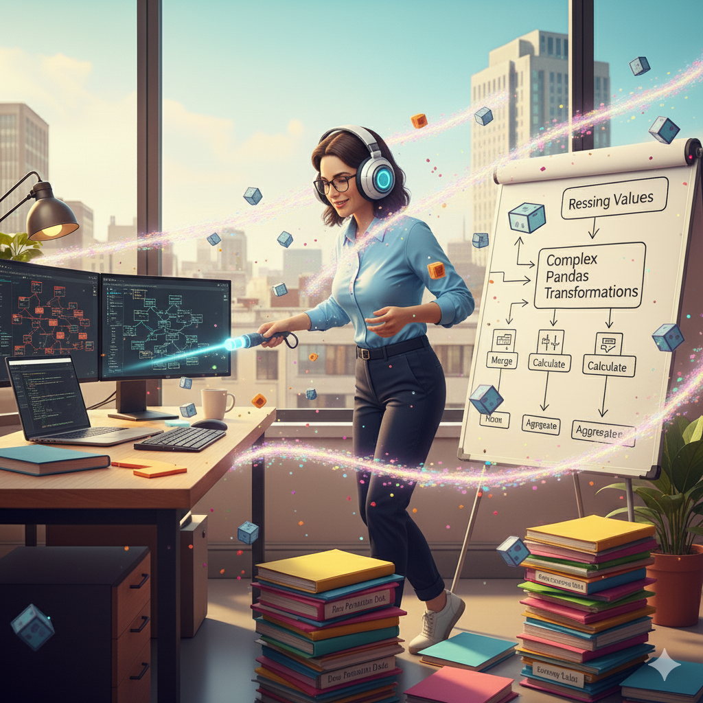 Illustration of María, a data analyst at a UN-affiliated organization